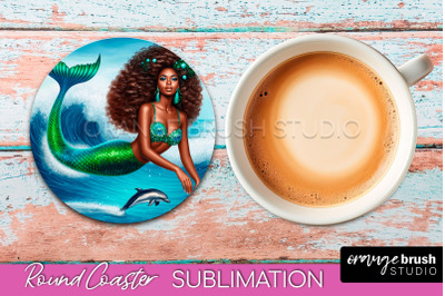 Mermaid Coaster Sublimation, Mermaid Round Coaster Design