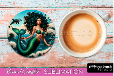 Mermaid Coaster Sublimation, Mermaid Round Coaster Design