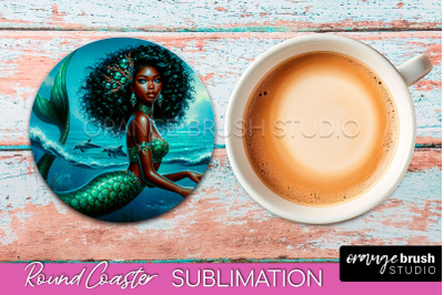 Mermaid Coaster Sublimation, Mermaid Round Coaster Design