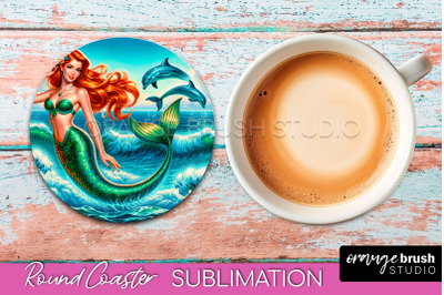 Mermaid Coaster Sublimation, Mermaid Round Coaster Design