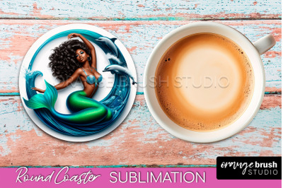 Mermaid Coaster Sublimation, Mermaid Round Coaster Design