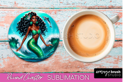 Mermaid Coaster Sublimation, Mermaid Round Coaster Design