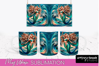 Mermaid Mug Wrap - Summer Mug Sublimation Design