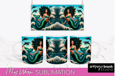 Mermaid Mug Wrap - Summer Mug Sublimation Design