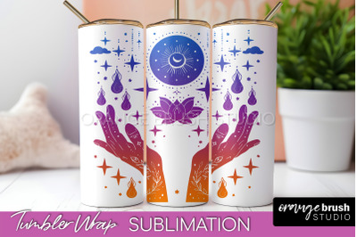 Celestial Tumbler Wrap, Boho Sublimation, Mystical Tumbler