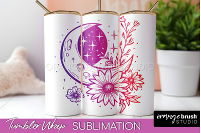 Celestial Tumbler Wrap, Boho Sublimation, Mystical Tumbler