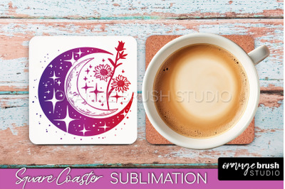 Boho Mystical Square Coaster PNG - Celestial Sublimation