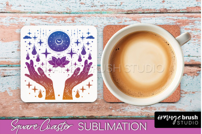 Boho Mystical Square Coaster PNG - Celestial Sublimation