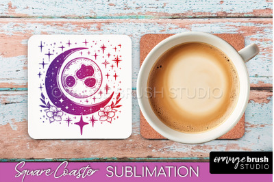 Boho Mystical Square Coaster PNG - Celestial Sublimation