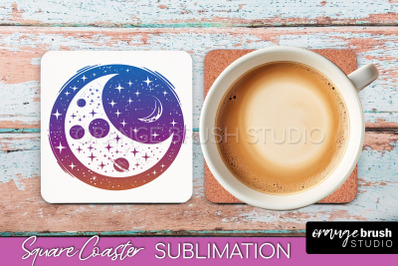 Boho Mystical Square Coaster PNG - Celestial Sublimation