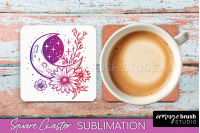 Boho Mystical Square Coaster PNG - Celestial Sublimation