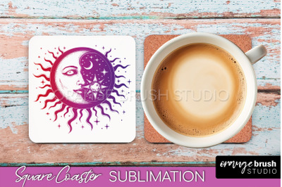 Boho Mystical Square Coaster PNG - Celestial Sublimation