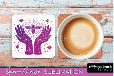 Boho Mystical Square Coaster PNG - Celestial Sublimation