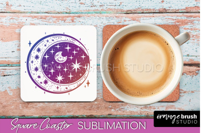 Boho Mystical Square Coaster PNG - Celestial Sublimation