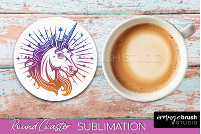 Celestial Coaster Sublimation, Boho Mystical Round Coaster