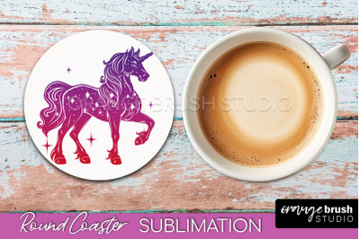 Celestial Coaster Sublimation, Boho Mystical Round Coaster