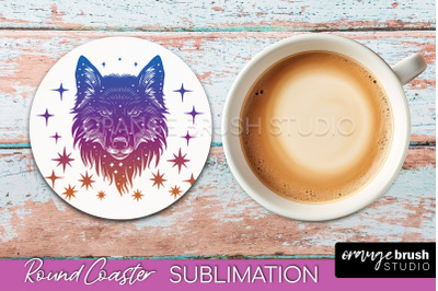 Celestial Coaster Sublimation, Boho Mystical Round Coaster