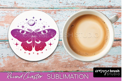 Celestial Coaster Sublimation, Boho Mystical Round Coaster