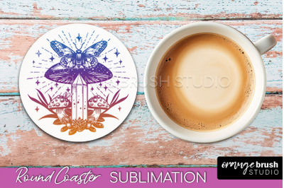 Celestial Coaster Sublimation, Boho Mystical Round Coaster