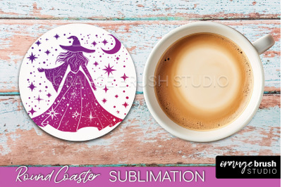 Celestial Coaster Sublimation, Boho Mystical Round Coaster