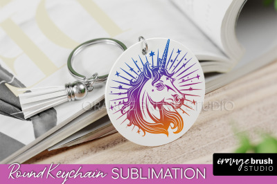 Boho Mystical Keychain PNG - Celestial Round Keychain