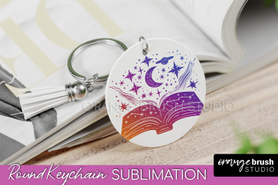 Boho Mystical Keychain PNG - Celestial Round Keychain