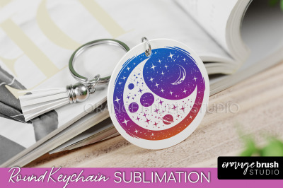 Boho Mystical Keychain PNG - Celestial Round Keychain