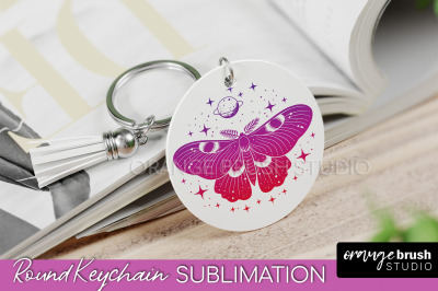 Boho Mystical Keychain PNG - Celestial Round Keychain