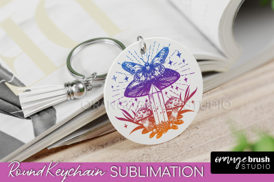 Boho Mystical Keychain PNG - Celestial Round Keychain