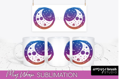 Celestial Mug Wrap PNG, Boho Mystical Coffee Mug Sublimation