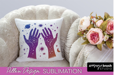 Boho Mystical Pillow Cover, Celestial Pillow Sublimation