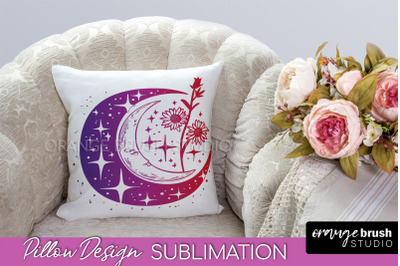 Boho Mystical Pillow Cover, Celestial Pillow Sublimation