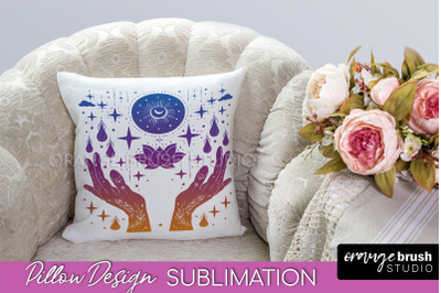 Boho Mystical Pillow Cover, Celestial Pillow Sublimation