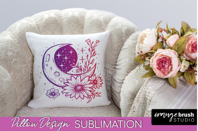 Boho Mystical Pillow Cover, Celestial Pillow Sublimation