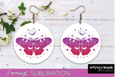 Boho Mystical Round Earrings Sublimation, Celestial Earrings