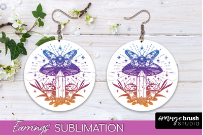 Boho Mystical Round Earrings Sublimation, Celestial Earrings