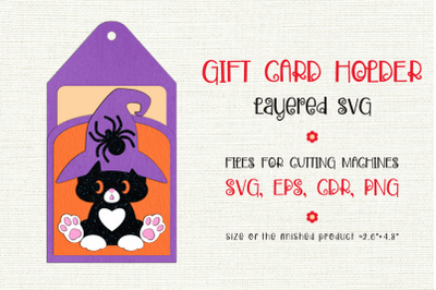 Black Cat | Halloween Gift Card Holder | Paper Craft Template