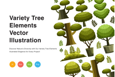 Variety Tree Elements Vector Illustration