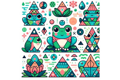 Cartoon cute frog