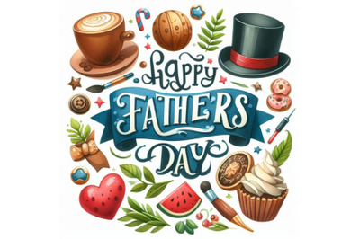 Happy Father`s day greeting hand lettering badges