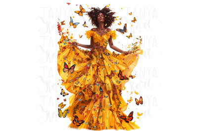 Melanin Woman Butterfly Wall Art&2C; PNG Digital Download