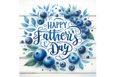 Happy Father`s Day Blue Calligraphy Script Over