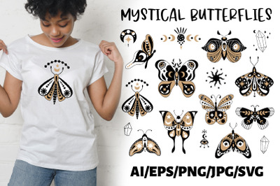 Mystical butterflies collection. SVG Illustrations