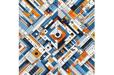 Geometric Painting In Blue And Orange