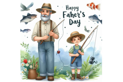 Happy Father`s Day Fishing Banner