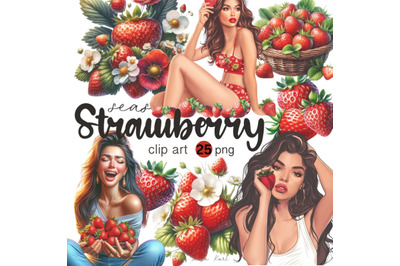 Soft Girl Aesthetic Strawberry Clipart Digital Download