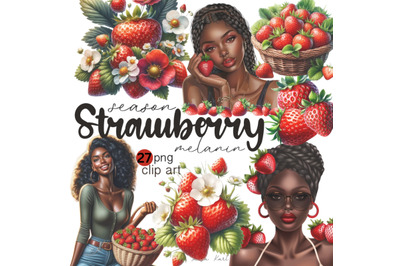 Black Girl &amp;amp; Strawberry Clipart