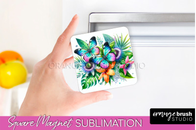 Butterfly Magnet Sublimation - Summer Flowers Magnet Design