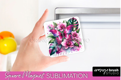 Butterfly Magnet Sublimation - Summer Flowers Magnet Design