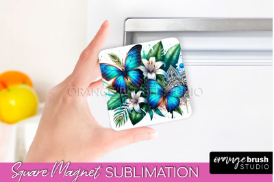 Butterfly Magnet Sublimation - Summer Flowers Magnet Design